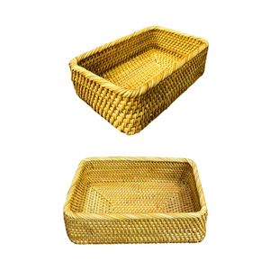 Cesta/Bandeja Rectangular de Mimbre Resistente, Bandejas de Servicio y Almacenamiento para Hogares Modernos - Product Image 1