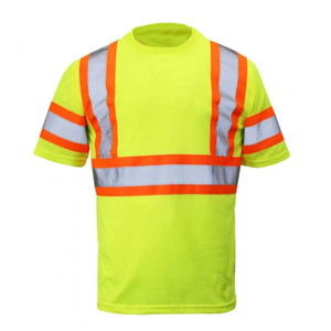 Camisetas de Trabajo de Alta Visibilidad con Logotipo Personalizado, de Poliéster/Algodón, Más Vendidas, con Cinta Reflectante para Construcción, para Adultos - Product Image 1