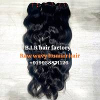 Cheveux humains indiens Remy légèrement ondulés, cheveux de temple du sud de l'Inde pour tissage de cheveux avec double trame machine