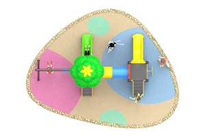 Aire de jeux extérieure multi-joueurs en métal, acier et plastique pour 5 à 10 joueurs - Product Image 4