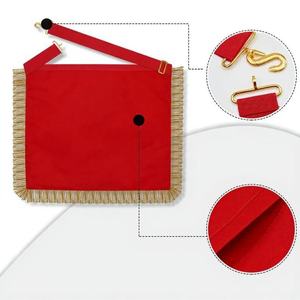 NESTA SPORTS Tablier maçonnique vintage en cuir brodé de dentelle, Collier de maître maçon de Loge Rouge, Compas carré, Gants - Product Image 5