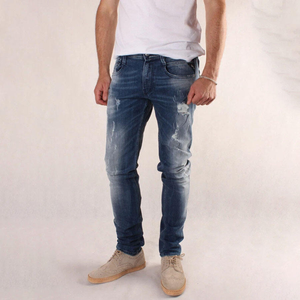 Men’s Custom Ripped <b>Jeans</b> High Street Retro Fashion Casual <b>Soft</b> Comfortable Denim Pants Wholesale - Product Image 4