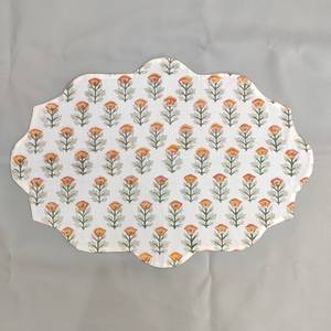 <b>Table</b> <b>Mat</b> Green and beige India Block Print Quilted Placemats Scallop Set of two housewarming gift Coffee <b>Table</b> Decorwave - Product Image 2