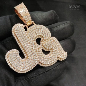 Colgante con Inicial de Moissanita VVS, Plata 925, Logotipo y Letra Personalizados, Joyería de Lujo para Hombre, Estilo Rapper, con Baño de Rodio/Oro, Hip Hop - Product Image 4