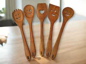 Juego de Utensilios de Cocina de Madera Natural Minimalista, Utensilios de Cocina de Alta Calidad, Espátula, Cuchara, Espumadera, Cucharón, Herramientas Modernas en Oro Rosa - Product Image 3