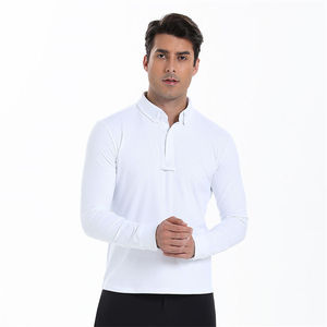 เสื้อโปโลขี่ม้าผู้ชายสีขาว แขนยาว ผ้าตาข่ายเต็มตัว - Product Image 1
