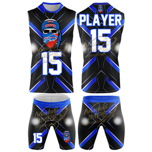 Youth <b>Compression</b> 7v7 Jersey Sublimated Sleeveless Hooded 7on7 Football Uniforms Jersey's - Product Image 4