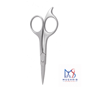 Moustache <b>Scissors</b> Large Loops Matte with Finger Rest <b>Left</b>-<b>Handed</b> Durable Stainless Steel Straight Blade Size 12cm Custom Logo - Product Image 1
