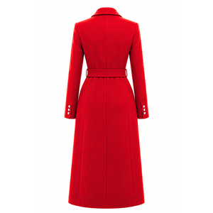 Delta |   Sigma |   Manteau trench long croisé ceinturé pour femme Theta, col à revers cranté, manches longues, coupe ajustée, vêtement d'extérieur formel - Product Image 4