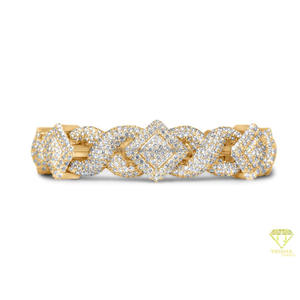 Pulsera de Diamantes Moissanite en Tono Amarillo de Lujo, Fabricada en Plata de Ley 925 con Diseño de Eslabones Entrelazados Totalmente Cubiertos de Diamantes - Product Image 1