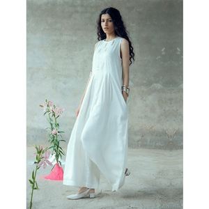 Mono Casual de Una Pieza para Mujer, 100% Lino y Algodón, Sin Mangas, Bordado, Precio al por Mayor - Product Image 4