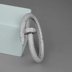 Diamond <b>Snake</b> Cuff Bracelet Unisex Rhodium Plated Alloy Hip Hop Classic Animal Design Micro Insert Brilliant Cut Party Gift - Product Image 1