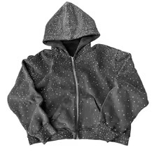 Sudadera con Capucha y Cierre de Cremallera para Hombre, Talla Grande, Color Sólido, Tejido de Poliéster, Estilo Casual para Otoño, Corte Regular - Product Image 3