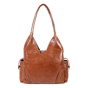 Sac à bandoulière en cuir souple, sac hobo marron cognac, sac à main minimaliste pour tous les jours - Product Image 3
