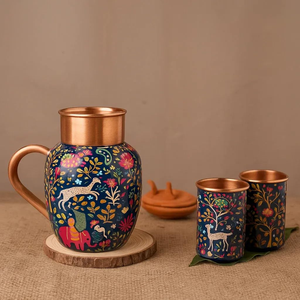 Carafe en cuivre pur de qualité export, pichet traditionnel pour servir l'eau, article décoratif pour la cuisine et la salle à manger, design artisanal - Product Image 2