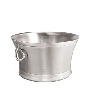 Cubo de Hielo Redondo de Acero Inoxidable con Asas, Diseño Clásico, Plateado, Enfriador de Champán, Suministro Directo de Fábrica - Product Image 3