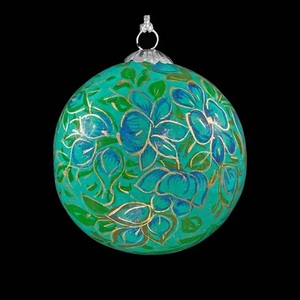 Boule de Noël en papier mâché peinte à la main, motif floral, à suspendre, Jammu Kashmir GM DEHQANI SONS, respectueuse de l'environnement, haute qualité - Product Image 5