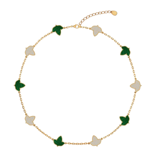Collar AKA 10 Ivy Malachite Chapado en Oro de 24K para Mujer, Elegante Joyería de Moda con Hoja de Hiedra en Verde y Dorado, Colgante de Lujo - Product Image 5