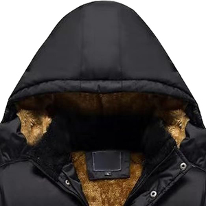 Chaqueta Acolchada con Capucha para Hombre, Cierre de Cremallera, Resistente al Viento, Abrigo Casual de Invierno, Exterior de Poliéster, Ribete de Piel Gruesa, Largo Regular - Product Image 4