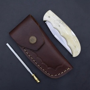 Handmade Fixed Blade Folding <b>Knife</b> with Contoured <b>Bone</b> <b>Handle</b> Leather Sheath Professional Hunting <b>Knives</b> A&M EnterPrises - Product Image 2