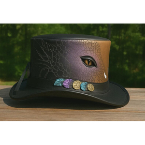 Sombrero de copa de cuero hecho a mano de primera calidad, estilo Steampunk, para cosplay, gótico, festivales, regalo. - Product Image 3