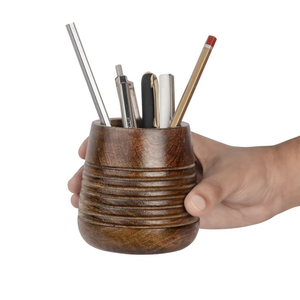 Organizador de Escritorio Multiusos para Papelería, Portalápices de Madera de Nogal Negro, Caja de Lápices de Madera de Nogal Negro de blossom craft india - Product Image 1