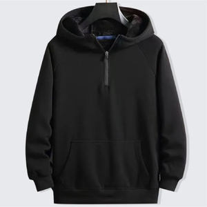 Custom <b>Men</b> <b>Half</b> <b>Zip</b> Hoodie Fashionable Loose Fit Solid Color Hooded <b>Sweatshirt</b> Casual Daily Wear Outdoor Activity Pullover Tops - Product Image 2