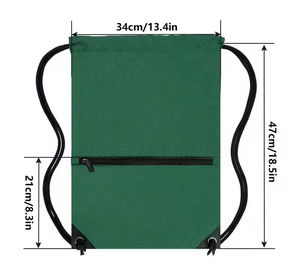 Orange <b>Drawstring</b> <b>Backpack</b> Polyester Portable Sport Bag with Zipper Pocket Plain Design Wholesale Pack OEM Supplier - Product Image 2