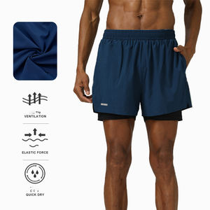 Pantalones Cortos Deportivos de Doble Capa Personalizados para Hombre, Pantalones Cortos Transpirables y Elásticos para Correr, Maratón, Entrenamiento, Anti-fricción - Product Image 1