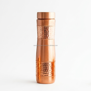 Bouteille d'eau en cuivre pur 1000 ml, finition martelée bicolore, anti-fuite, pour sport et yoga, vente en gros - Product Image 1