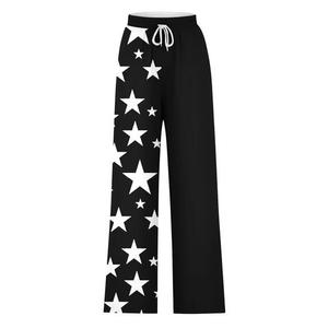 Pantalon décontracté pour femme, coupe large, taille haute, évasé, avec cordon de serrage, élastique, coupe ample, écologique, avec poches, tendance - Product Image 1