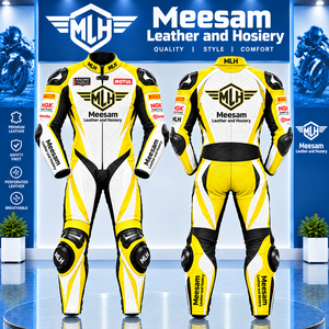 ชุดแข่งรถมอเตอร์ไซค์หนังแท้สีเขียวเหลือง Meesam ชุดป้องกันร่างกายเต็มตัว หนังจิงโจ้ - Product Image 4