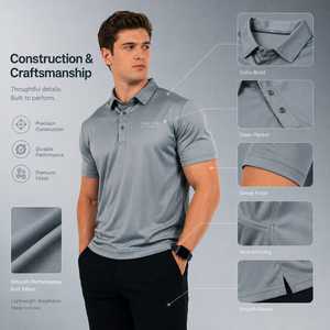 เสื้อโปโลผู้ชายทรงปกติ ผ้าถักเนื้อนุ่ม ระบายอากาศได้ดี น้ำหนัก 180 กรัม ผสมสแปนเด็กซ์ แขนสั้น คอปักลาย ดีไซน์สบายๆ เหมาะสำหรับใส่เล่นกอล์ฟ - Product Image 6