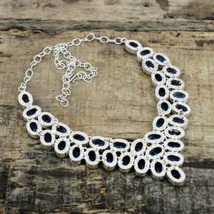 Collar de Cadena con Eslabones y Topacio Azul de Landon, Plata de Ley 925, Joyería Hecha a Mano para Mujer, Regalo de Aniversario - Product Image 5