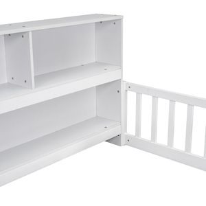 Letto a castello bianco con scaffali e sponde di protezione, mobile in legno resistente - Product Image 2