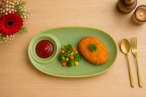 Restaurant Kitchen Luxury Green <b>Plate</b> Irregular Porcelain Dishes <b>Plates</b> New Design <b>Ceramic</b> <b>Plates</b> With Dipping Saucer - Product Image 4