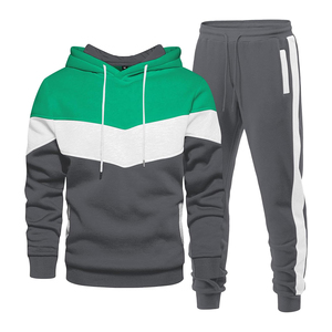 Ensemble de survêtement à capuche color block pour homme 2026 OEM, manches longues, fermeture à cordon, pantalon décontracté, tenue d'automne, survêtement ODM - Product Image 2