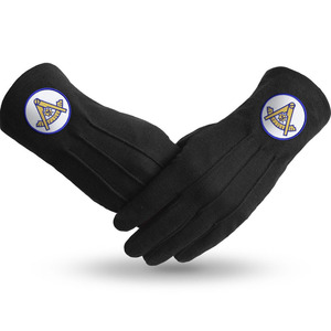 Gants en coton et élasthanne brodés du logo maçonnique, longueur coude, respirants, séchage rapide, pour usage quotidien en extérieur, toutes saisons - Product Image 1