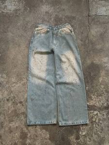 Custom Vintage Washed Mid Rise Straight Leg Denim Jeans Men Premium Cotton Casual Streetwear Regular Fit OEM ODM Embroidery - Product Image 4