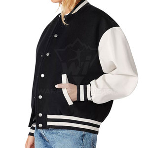 Women Letterman Jacket <b>Covered</b> <b>Button</b> Street Fashion Outerwear Soft Fabric Custom Logo Wholesale Supplier - Product Image 3