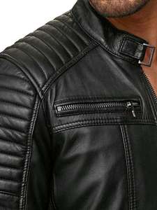 Nouvelle Arrivée 2026 – Blouson en Cuir Véritable pour Homme, en Cuir de Vachette et Toile, Hiver, à Capuche, Moto & Biker, Imperméable, Haute Qualité - Product Image 6