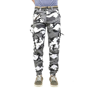 Pantalon cargo camouflage homme léger, respirant, multi-poches, taille élastique, fermeture éclair, pantalon homme délavé - Product Image 1