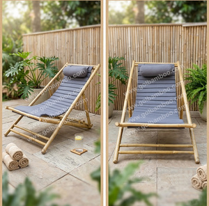 Silla de Playa Plegable de Bambú de Estilo Moderno - Muebles de Exterior Cómodos para Villa, Parque, Jardín y Hotel - Product Image 2