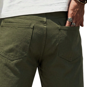 <b>Mens</b> Olive <b>Green</b> Denim <b>Shorts</b> Mid Regular Fit Breathable Cotton Casual Knee Length Ripped Distressed Summer Fashion Five Pocket - Product Image 4