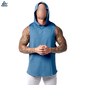 Chaleco Deportivo de Punto para Hombre, Color Azul Sólido, Servicio OEM ODM, Nuevo, Moderno, Cómodo, de Secado Rápido, Corte Deportivo, Largo Regular, con Capucha - Product Image 1