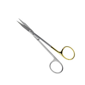 Ciseaux droits professionnels Goldman-Fox 130 mm à bord dentelé, en acier inoxydable courbé, pour orthodontie et soins des gencives, par Grip Surgical - Product Image 6