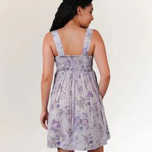 Robe trapèze légère en coton et jute de qualité export, couleur lilas, pour boutiques, commandes OEM et en gros disponibles à prix abordable - Product Image 4