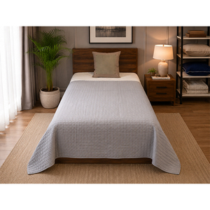100% Gauze Linen Quilt | Soft Breathable <b>Quilted</b> Linen <b>Bedspread</b> | Lightweight Washed Linen Coverlet for Bed, Hotel & Home - Product Image 1