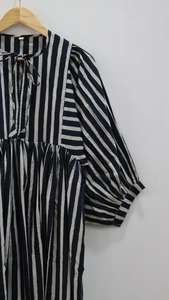 ชุดเดรสผ้าฝ้ายลายทาง: ลายพิมพ์บล็อก ความยาวมิดิหรือมินิ - Product Image 3