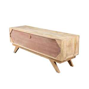 Meuble TV en bois de manguier sculpté à la main, console multimédia moderne, unité de divertissement pour ferme et hôtel, bois massif, pour téléviseurs de 35 à 39 pouces - Product Image 5